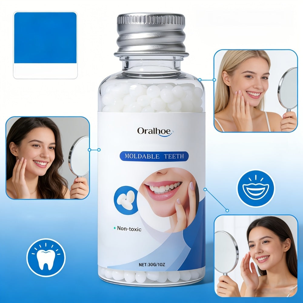 Temporary False Tooth Kit DIY Cosmetic Dental Repair Moldable Thermoplastic Realistic Fit for Missing Broken Chipped Teeth Secure for Eating Daily Wear Men Women Elderly 30g