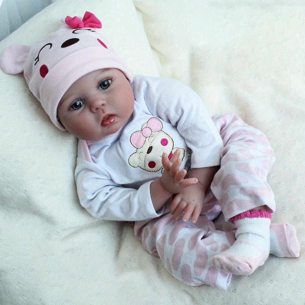 Cloth Body Reborn Baby Doll 22 Inch Soft Vinyl Limbs Sleeping Princess Newborn Girl with Cute Outfit Pacifier Bottle Birth Certificate – Huggable Lifelike Baby Doll Gift for Girls Boys Birthday Christmas