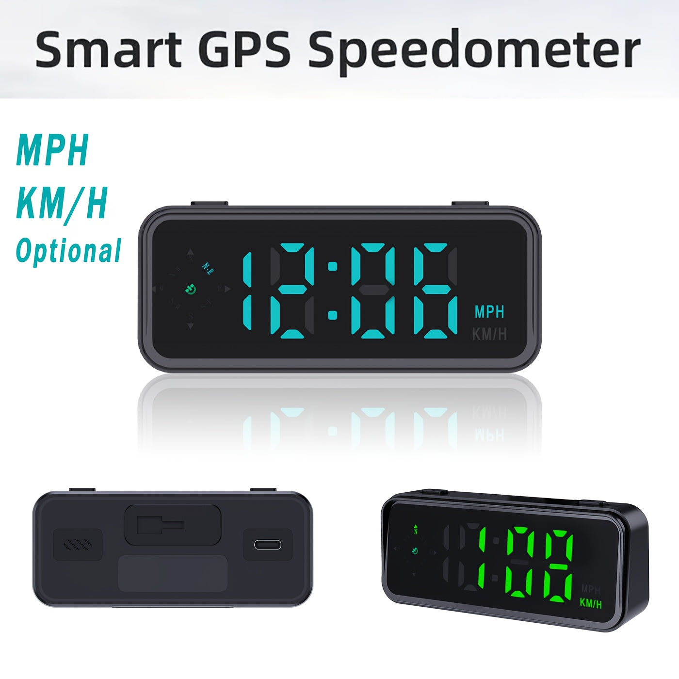 Latest GPS HUD Digital Speedometer, Plug And Play for All Cars, Big Font, KM/H MPH Switch, Multiple Color Displays, Without Battery