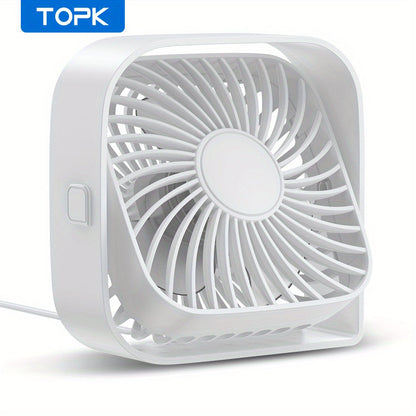 USB Desk Fan Portable, Small Personal Fan 3 Speed Settings 360° Rotation Silent Operation, Compact Lightweight USB Powered Cooling Fan for Home Office Dorm Bedroom Travel, Grey Blue Pink White