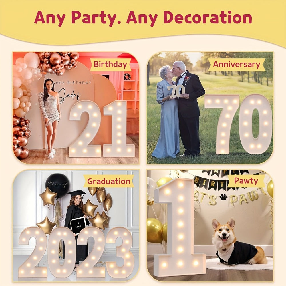 Giant LED Number Light 28.7 Inch Warm White – Illuminated Number Balloon Frame for Birthday Anniversary Graduation Party, PS Foam Board Digit Stand Photo Backdrop Decoration