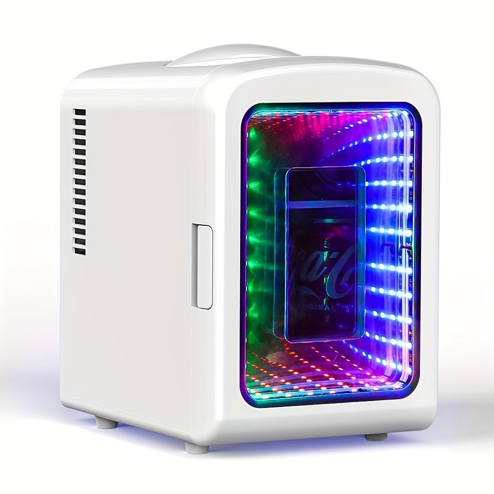 Skincare Mini Fridge 4 Liter - Beauty Refrigerator with Mirrored Door & LED Light, Portable Cosmetic Cooler for Skincare, Serums, Face Masks & Makeup, Personal Mini Fridge for Bedroom & Vanity