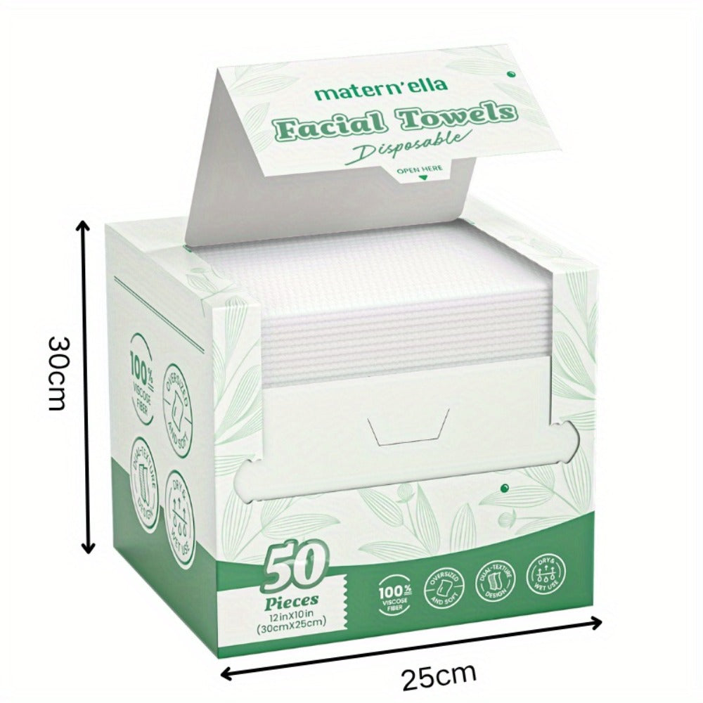 Disposable Face Towels Jumbo Ultra-Soft Extra Thick – Highly Absorbent Dry Wet Dual-Use Facial Wipes for Makeup Removal, Facial Cleansing, Spa & Travel, All Skin Types, 50 / 100 / 150 Sheets per Pack
