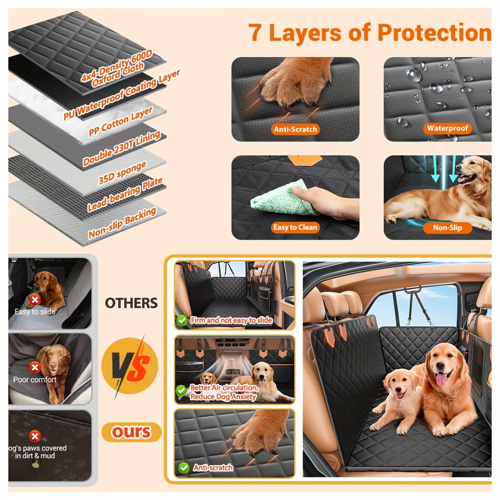 [Customer Favorite] 600 LBS Luxury Dog Car Back Seat Extender, Dog Car Seat Cover, Camping Air Mattress, Hammock Travel Bed, Non Inflatable Car Bed Mattress for Car SUV Truck (Black)suitable for Cars/SUVs/trucks - Easy to Install, Machine Washable