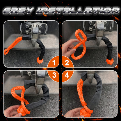 Synthetic Soft Shackle Rope, 56000 Lbs Breaking Strength with Protective Sleeve, Heavy Duty Tow Shackles for Off-Road, Truck, Jeep, SUV, UTV, ATV