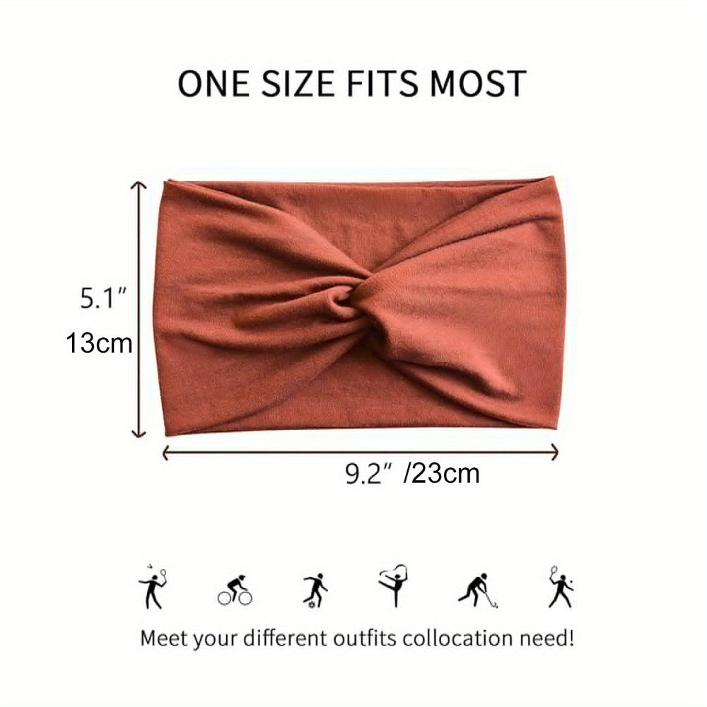 Stretchy Headbands 20 Pack for Women & Men – Soft Sweat-Wicking Non-Slip Elastic Turban Knot Hair Wraps Breathable Solid Colors for Yoga Running Gym Workout Daily Fashion Bulk Set