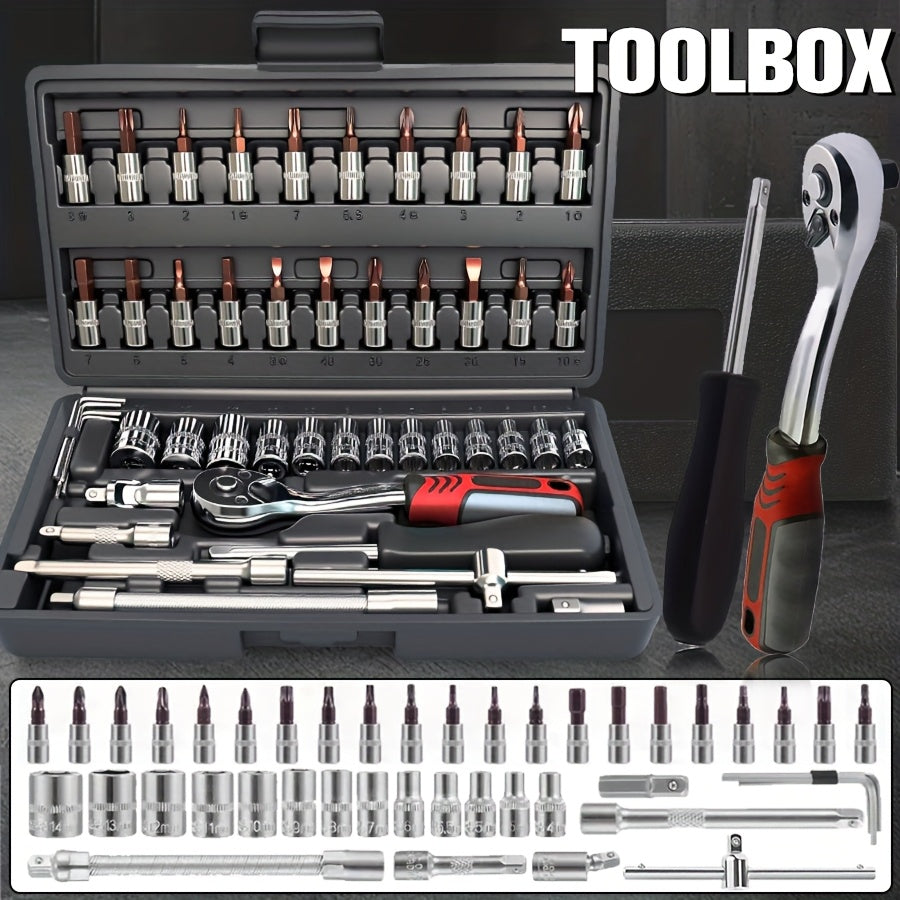 171/130/52/45pcs A Fully Functional Outdoor Emergency Vehicle Repair Tool Kit, An Integrated Solution For Vehicle, Bicycle And Motorcycle Maintenance, A Multi-functional Manual Combination Wrench Set, Without Batteries, For Male Use Only