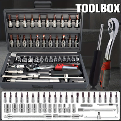 171/130/52/45pcs A Fully Functional Outdoor Emergency Vehicle Repair Tool Kit, An Integrated Solution For Vehicle, Bicycle And Motorcycle Maintenance, A Multi-functional Manual Combination Wrench Set, Without Batteries, For Male Use Only
