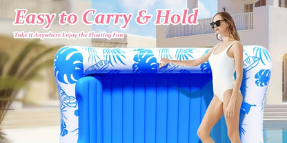 Thickened XL Tanning Pool Mattress 84×52 Inch Oversized Inflatable Sunbathing Float Lounger Raft for Adults Swimming Pool Lake Beach Summer Relaxation