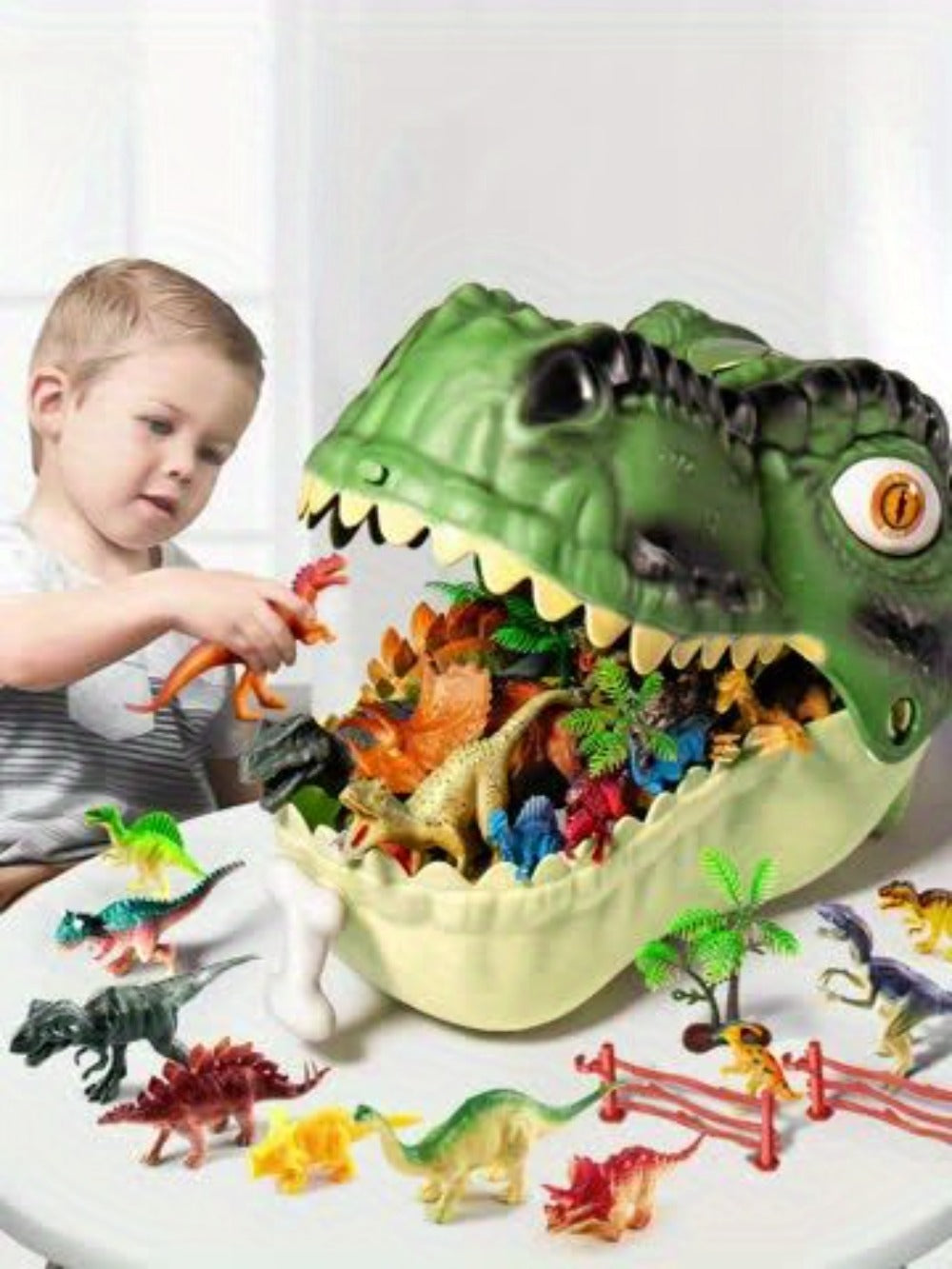Dinosaur Toys for Boys 46pcs Realistic Jurassic Dinosaur Figures Set with Eggs, Trees & Fence – Educational STEM Playset for Kids Ages 3-12, Perfect Birthday & Easter Gift for Boys and Girls