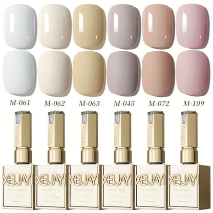 Gel Nail Polish Set 6 Colors White Shades Gentle White Collection - Milk Tea Cherry Blossom Pink Soak Off UV LED Long Lasting Spring Summer Nail Art Gel Polish for Women Salon Home DIY