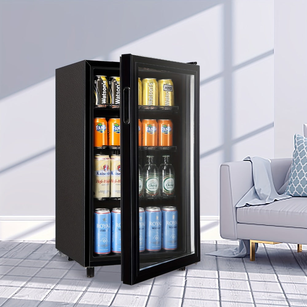 Beverage Refrigerator with Glass Door – Mini Fridge 2.0/3.5/4.0 Cu Ft, LED Lights, Adjustable Shelves, R600a Cooling for Beer, Wine & Drinks, Home, Office & Bar