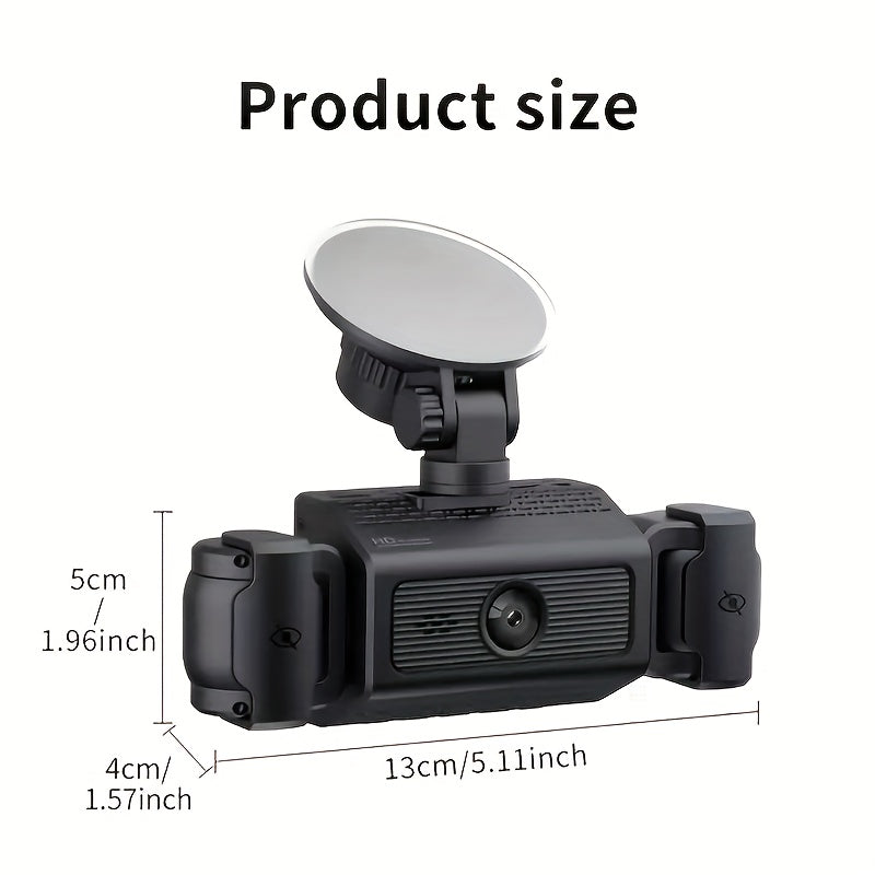 BCUOZ 360° Panoramic 4-Channel 1080P HD Ultimate Safety Dash Cam Kit, 1080P Front And 720P Rear/Left/Right Full Coverage, Four Views Displayed Simultaneously, IR HD Night Vision, WDR, G-Sensor, Loop Recording - Auto Parts/Car Dashboard Camera/Safety