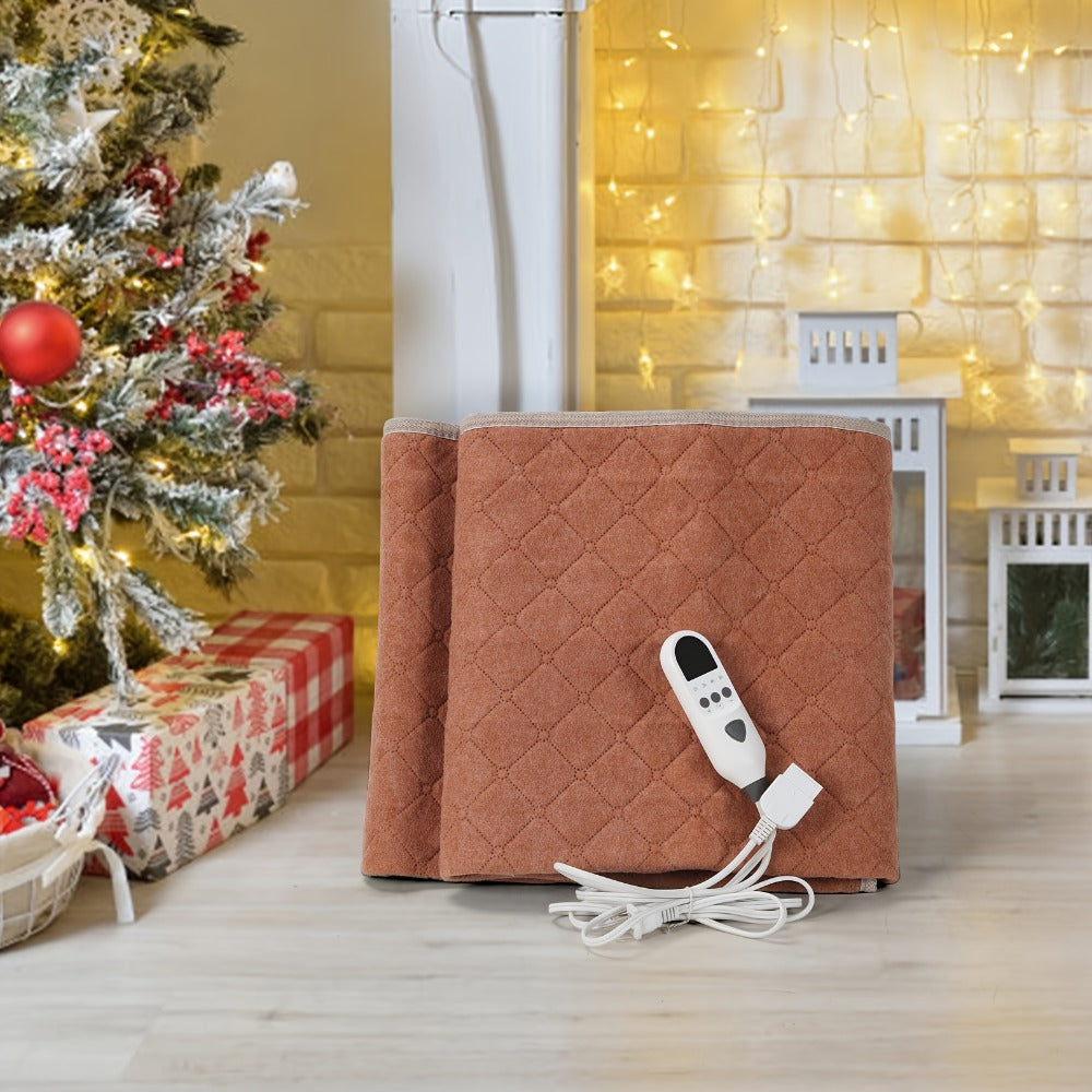 Extra Large Electric Heating Pad 63"x31.5" with Remote Control - 9 Adjustable Heat Levels, 4 Timer Settings, Quick Heating, Machine Washable, for Bed Massage Table Camping Sleeping Bag, Gray & Brown