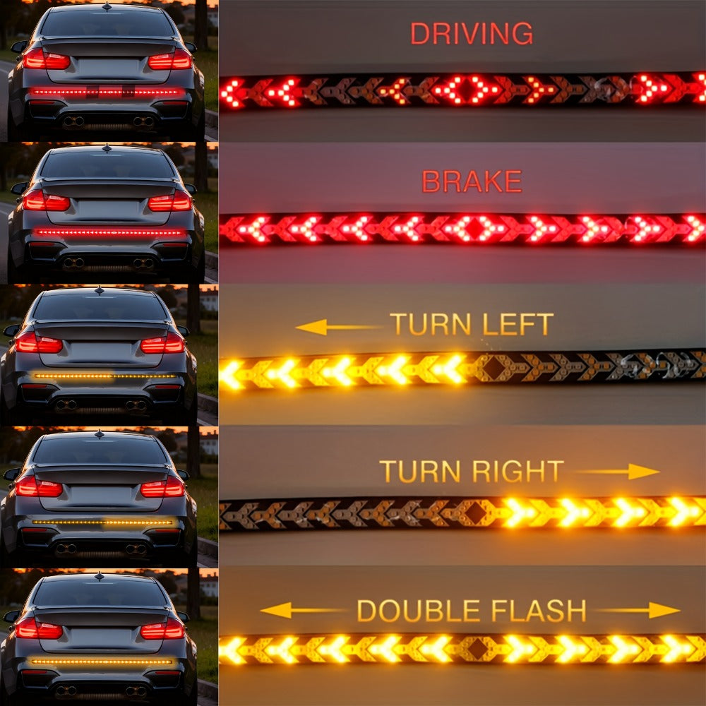 LED Tailgate Light Bar 60 Inch – Fishbone Arrowhead Strip Light for Truck, Pickup, SUV & Trailer | DC 12V 24V | No-Drill Install | Anti Rear-End Safety