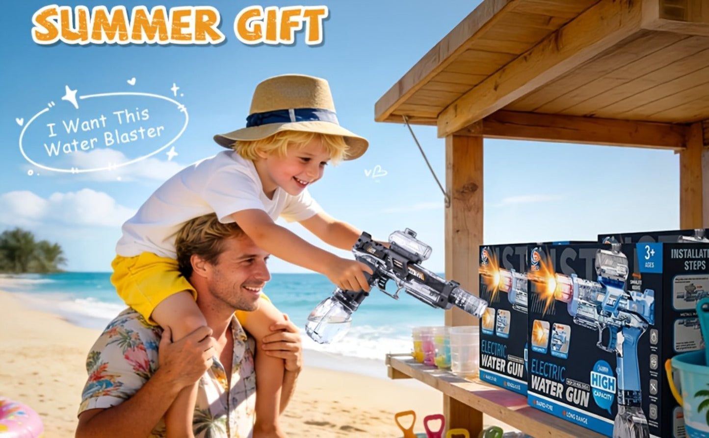 Kids Electric Water Gun with Sound Effects for Ages 3-6 – Automatic High Capacity Squirt Blaster Long Range, Toddler Summer Outdoor Pool Beach Backyard Party Toy, Birthday Gift for Boys Girls, 2-Pack Option