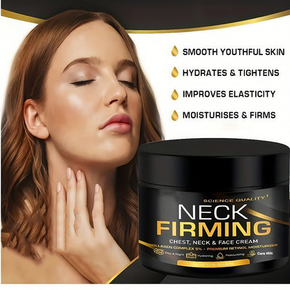 Neck Firming Cream with Retinol Collagen & Hyaluronic Acid 50ml - Day Night Anti-Aging Lifting Moisturizer Tightens Crepey Skin on Face Chest & Neck for Women