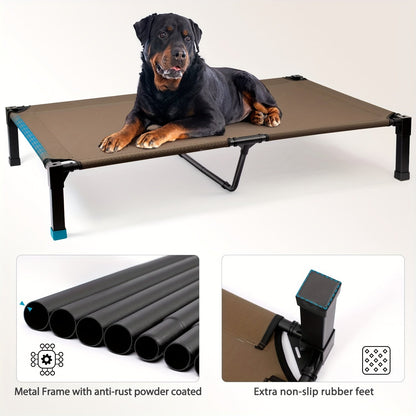 Elevated Dog Bed Cooling Raised Cot with Metal Frame – Washable Breathable Mesh, No-Slip Feet, Portable Dog Cot for Indoor & Outdoor Use, 4 Sizes, 7 Colors