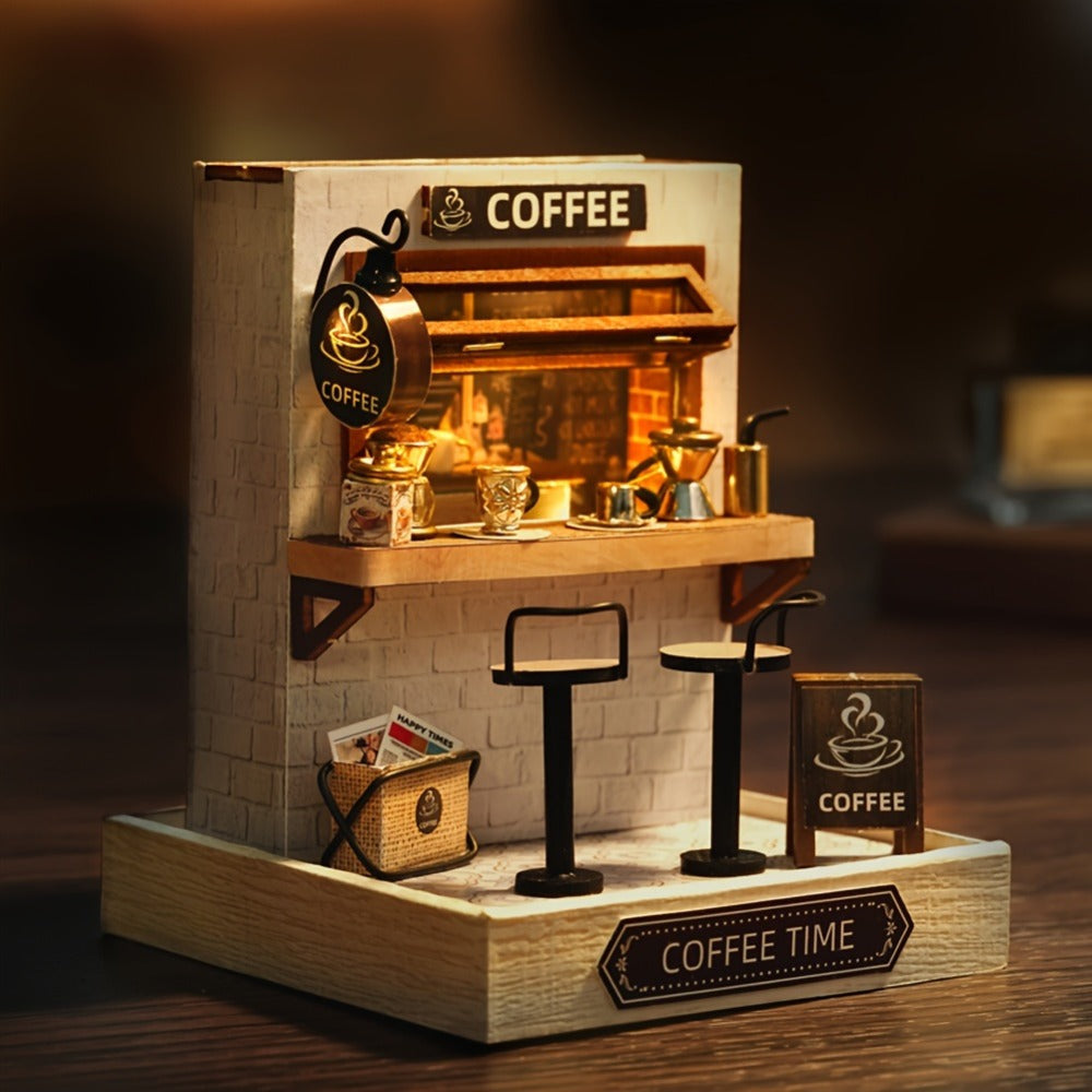 DIY Miniature Shop Dollhouse Kit with Dust Cover – Wooden Mini Store Assembly Set, 4 Themes Sakura Noodles Candy Atelier Coffee, Creative Home Decor Display Gift for Adults & Teens Birthday Christmas