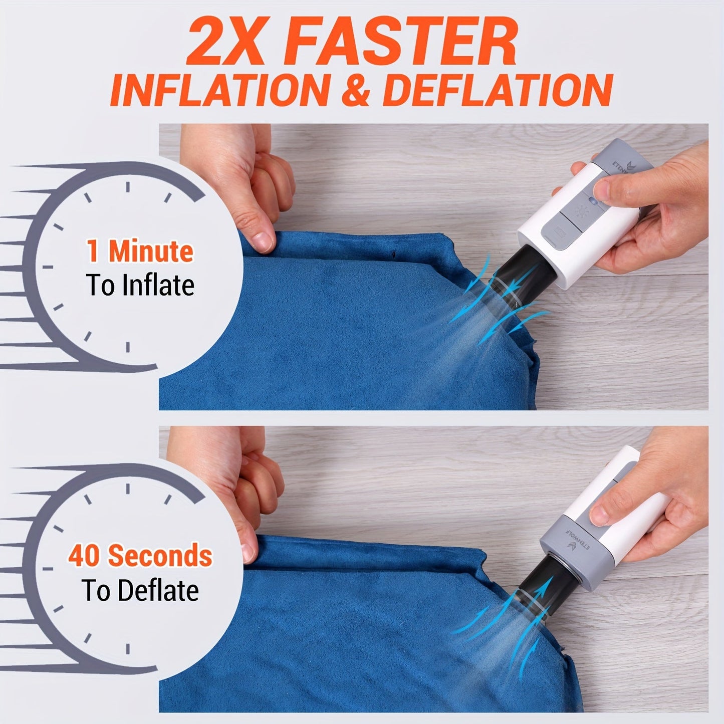 2600mAh Portable Electric Air Pump Super Fast Inflation for Air Cushion Vacuum Storage Bags Swimming Ring Sleeping Bag – Compact Lightweight Outdoor Camping Sports Travel Inflator with Backpack Pendant