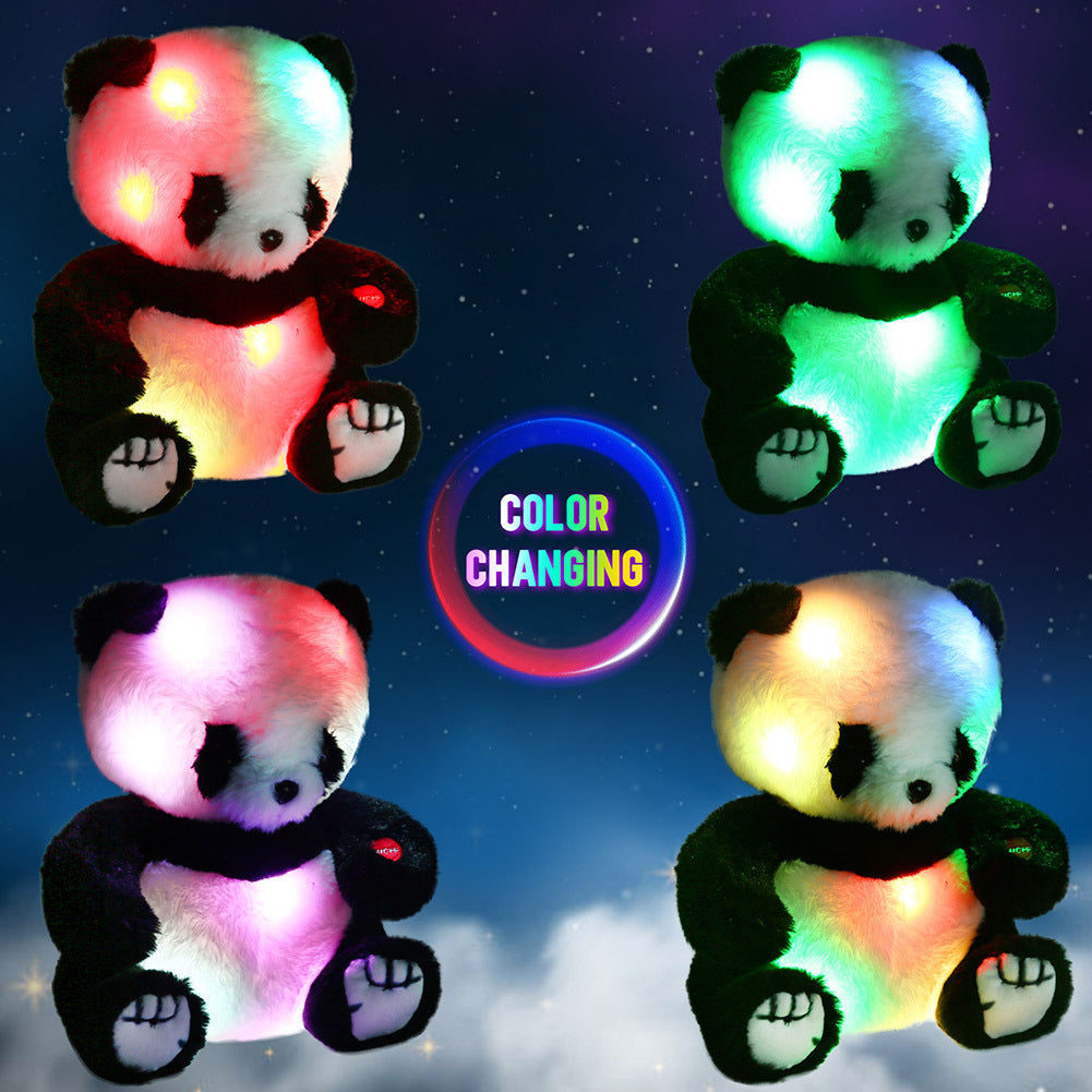 LED Light Up Panda Stuffed Animal 8 Inch – Kawaii Panda Bear Plush Toy with Soft Glow Night Light, Huggable PP Cotton Stuffed Panda for Kids Toddlers, Birthday Christmas Baby Shower Gift