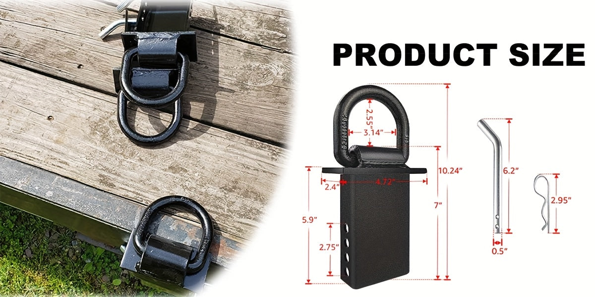 10pcs Stake Pocket D Rings 16200 Lbs Heavy Duty Removable D-Ring Stake Pocket Tie Down for Utility Trailers And Flatbeds with Hitch Pin, Removable Tie Down Utility for Flatbed Cargo Trucks, Black 2pcs
