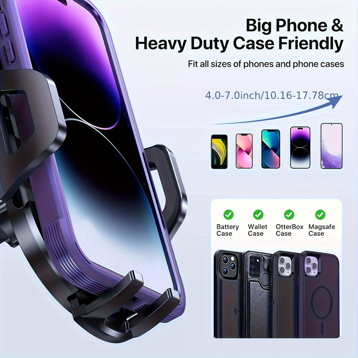 Miracase Car Phone Holder - Strong Suction Cup Mount for Dashboard & Vent, Hands-Free Compatible with All Smartphones, Durable ABS Material, Secure 360° Viewing Angles, Phone Holder for Car