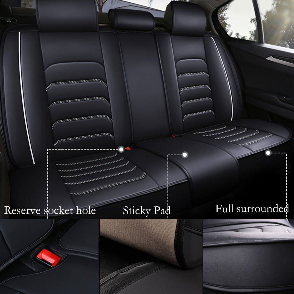 5-Seat Full Set Faux Leather Car Seat Covers - Waterproof All-Weather Protection, Full Surrounded Cushion Protector with Soft Foam Padding, Precise Fit for Cars, Trucks, Sedans & SUVs - Easy Installation, Durable Automotive Interior Accessories (Ideal Chr