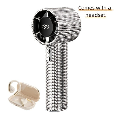 Diamond Handheld Mini Fan USB-C Rechargeable | Luxury Full Diamond Turbo Fan with Adjustable Speed, Quiet Operation & Gift Box Packaging – Portable Personal Cooling Fan for Women, Summer Gift Idea