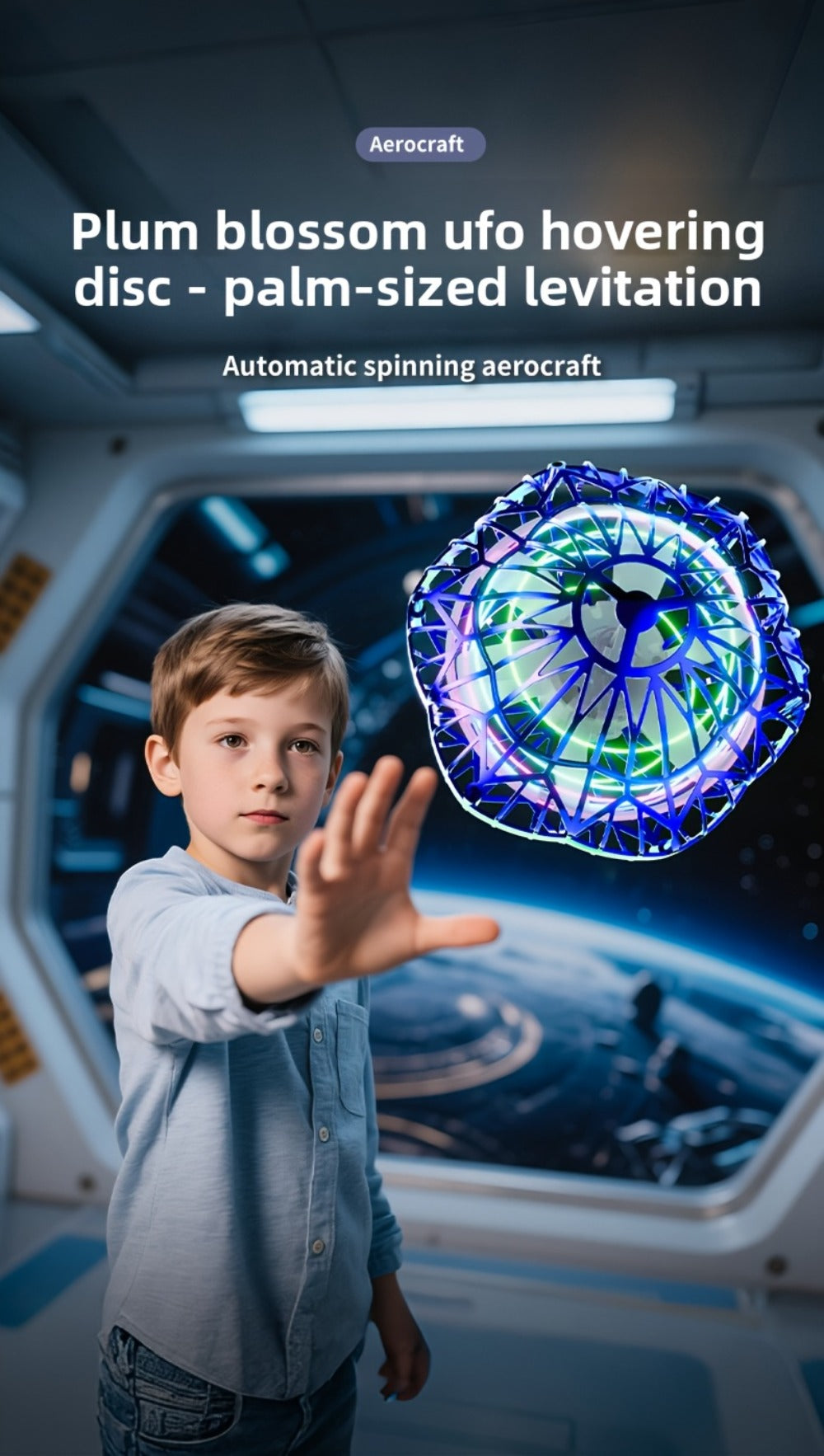 UFO Flying Ball Toy Smart Sensor Hovering Drone Hexagonal Spinning Saucer with Autonomous Flight for Kids Boys Girls Indoor Outdoor Party Christmas Birthday Gift Blue Purple Red