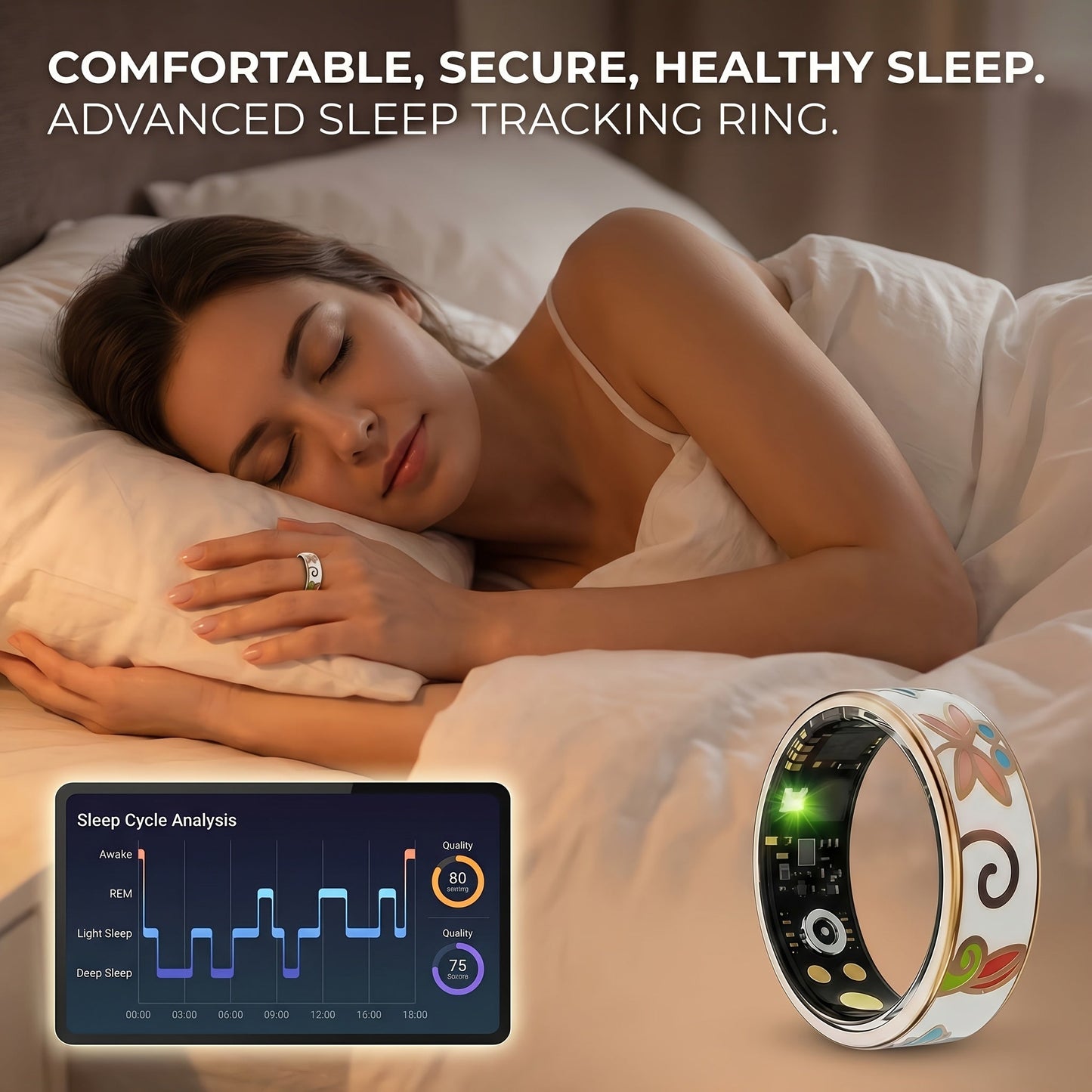 Health Tracking Smart Ring | Pedometer Sleep Calorie iOS Android