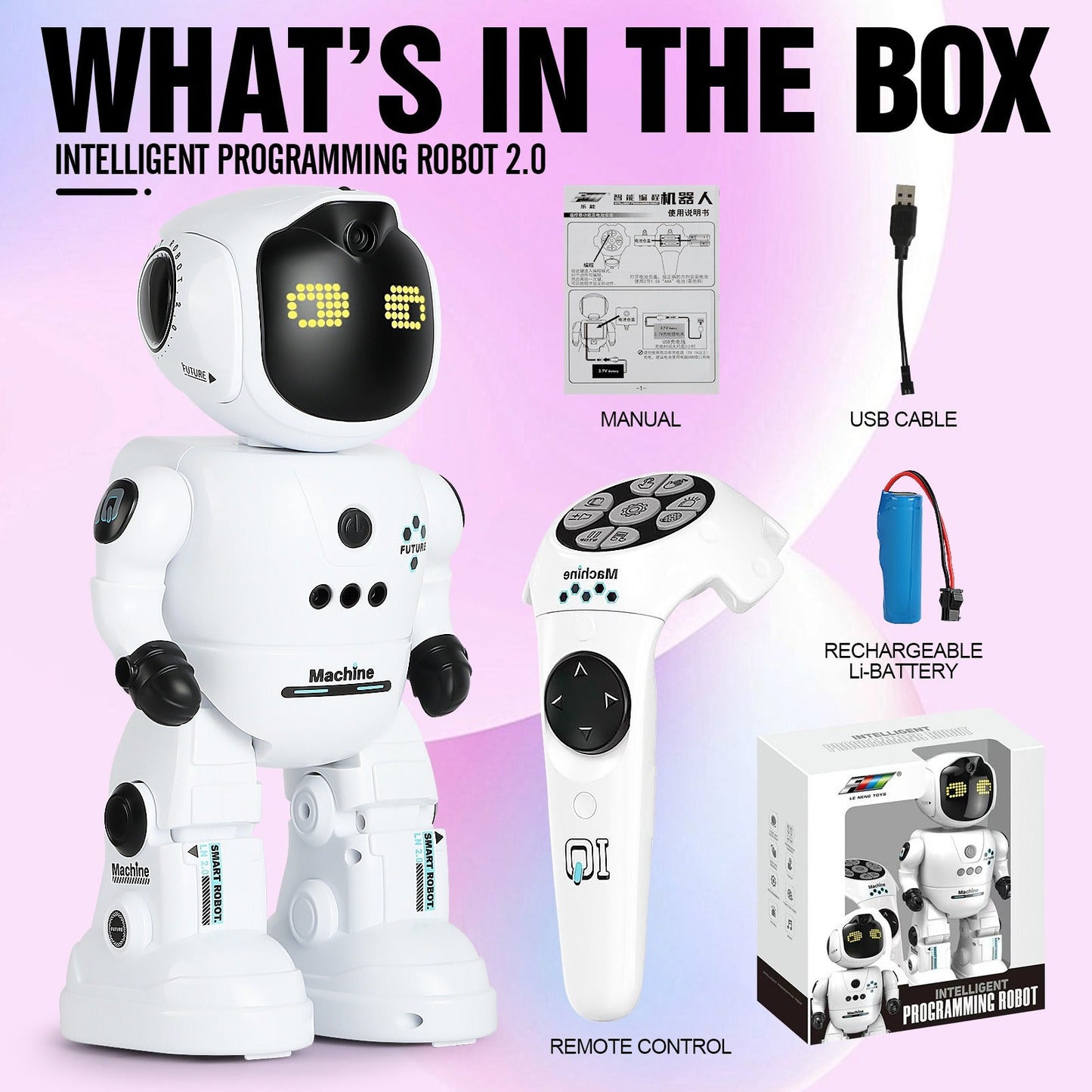 Gesture Control RC Robot Toy for Kids – Voice Recording, Programming, EMO LED Infrared Intelligent Interactive Robot, STEM Gift for Boys Girls Ages 6 7 8 9 10, Birthday Christmas (Green/Blue/Yellow)