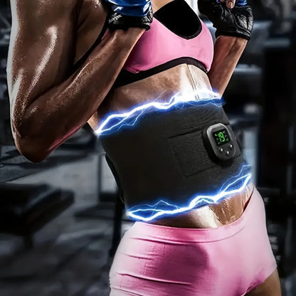 Ab Stimulator FDA Cleared – EMS Abdominal Muscle Trainer Belt, USB Rechargeable Fitness Equipment for Core Toning, Abdominal Massage & Muscle Training | Home Gym Workout Belt for Adults