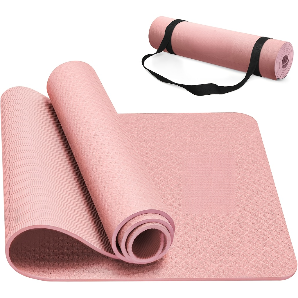 TPE Yoga Mat Non-Slip 72 x 24 Inch – Eco-Friendly Exercise Mat with Carrying Strap for Women & Men, Extra Thick Cushioning for Yoga, Pilates, Stretching & Floor Workouts