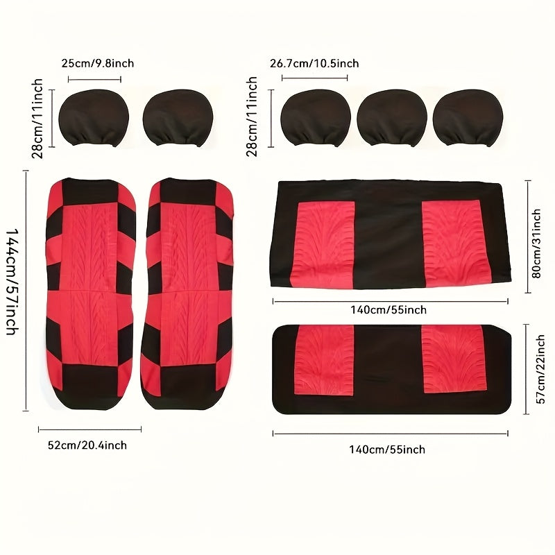 Car Seat Covers Full Set – Universal 5-Seat Full Enclosure, Breathable Polyester, Tire Track Design, 18 Colors