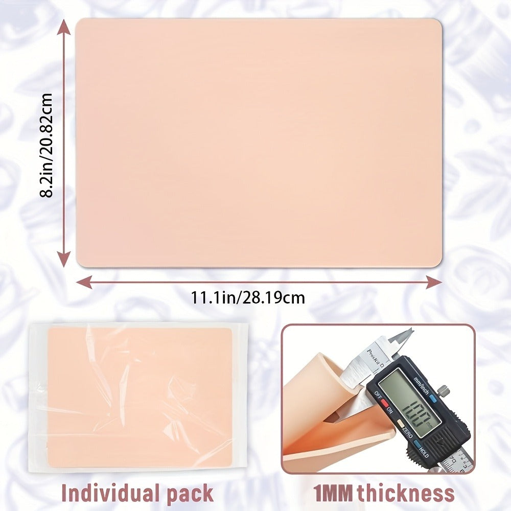 Tattoo Practice Skin Kit – Double-Sided Silicone Training Skin with Transfer Papers for Microneedling, Eyebrow & Lip Tattoo – Soft & Durable Beginner Set (34pcs or 71pcs)