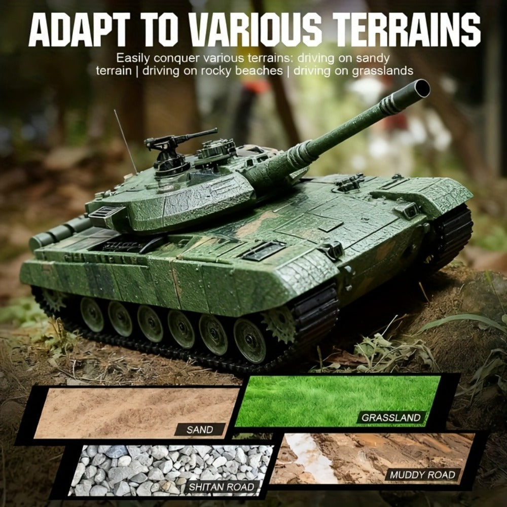 RC Armored Tank 1:16 Scale All-Terrain Tracked Off-Road – Remote Control Military Tank Collectible Display Model for Boys Kids & Collectors, Best Birthday Christmas New Year Gift Ages 6+