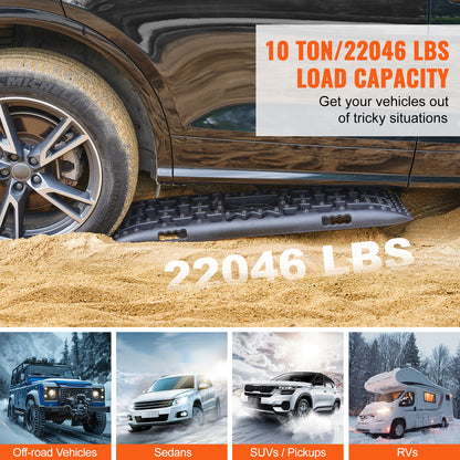 Traction Boards 2-Pack – 10-Ton Off-Road Vehicle Recovery Boards for Mud, Sand & Snow, High-Strength PP with Pull Straps & Storage Bag for SUV, Truck & RV