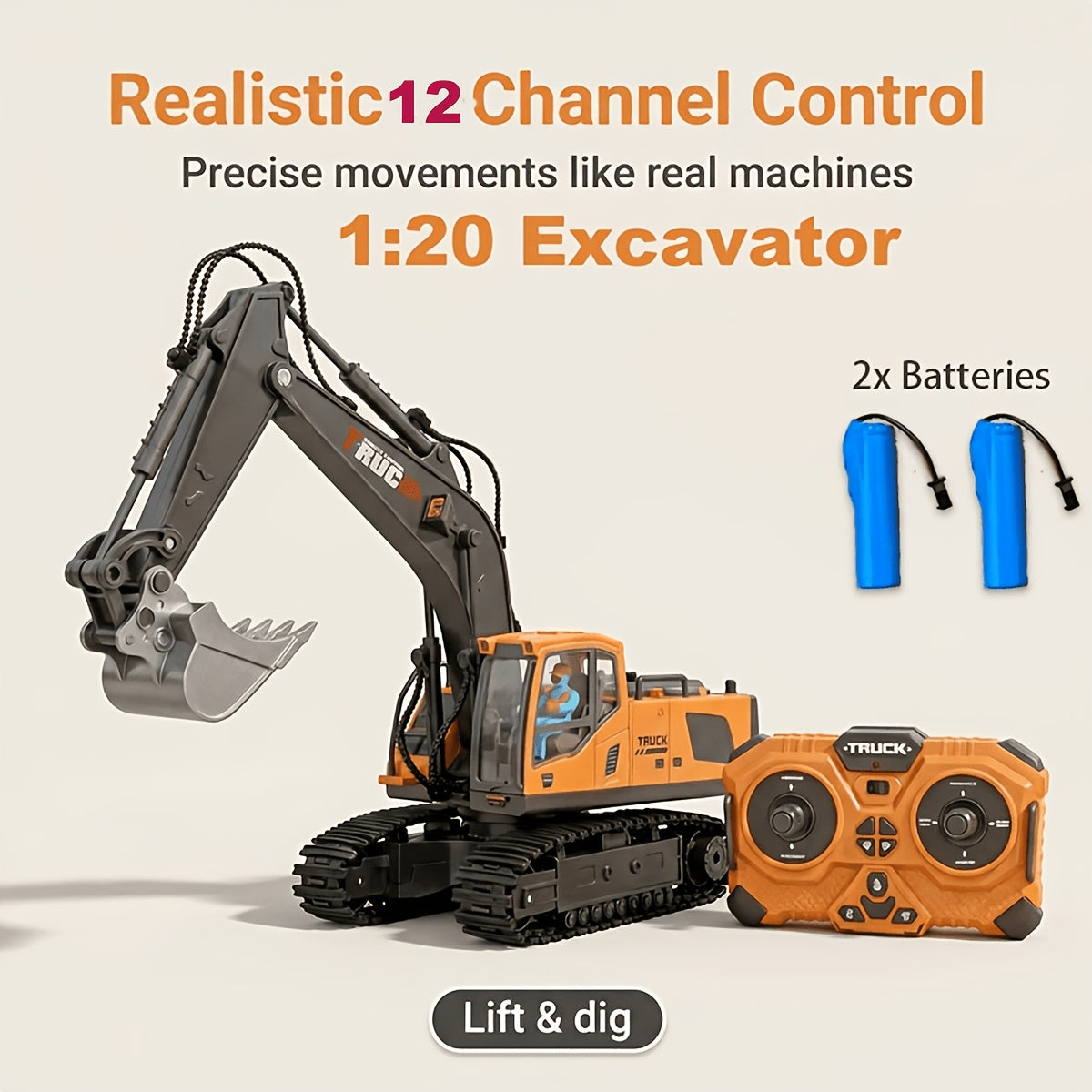 RC Construction Truck Toy 1:24 Scale Alloy Bulldozer Dump Truck & Excavator – 11-Channel Remote Control with Forward, Backward, Turning & Sound, Indoor Outdoor RC Toy Gift for Boys Girls