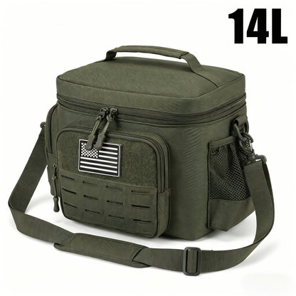 Tactical Insulated Cooler Lunch Box with MOLLE Webbing – Expandable & Leakproof, 3.7 Gal or 18L, for Hunting, Camping, Work & Outdoor Picnics – Black, Green or Khaki