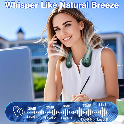 Bladeless Neck Fan USB Rechargeable | 5-Speed Quiet Portable Personal Cooling Fan for Office, Travel & Outdoor Use – Hands-Free Wearable Design, Long Battery Life, Multiple Colors