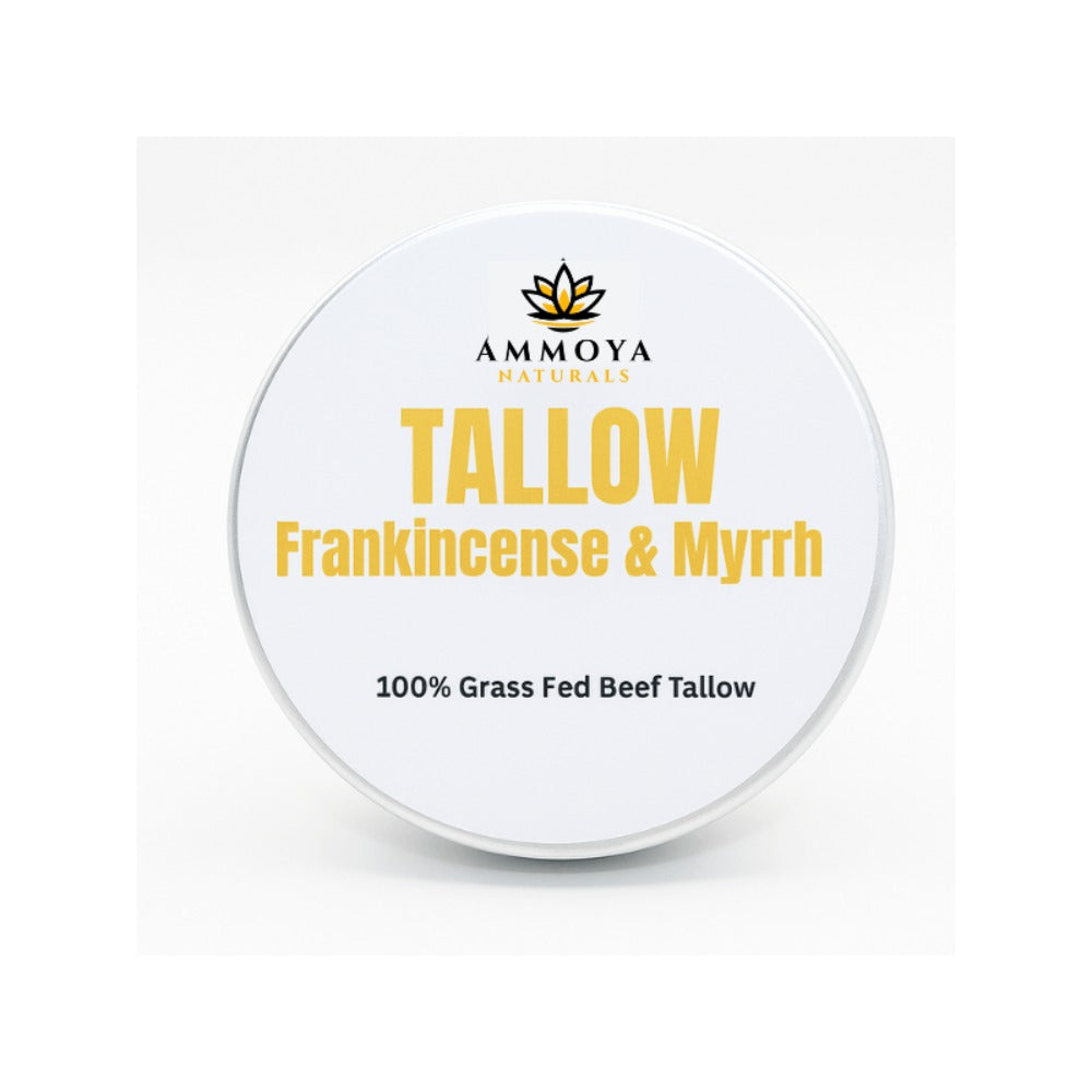 Tallow Balm Grass-Fed Natural Moisturizer for Dry Skin — Deep Hydrating Handcrafted Body Balm 3 Scents Chamomile Rose Honey Frankincense Myrrh, Nourishing Skin Balm for Women Men