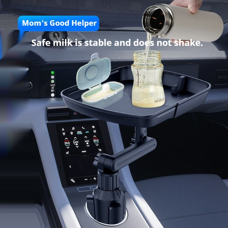 First Generation Car Cup Holder Tray Phone Holder - Dual Expandable Base, High-quality ABS Adjustable Rotating Bracket, Black Version
