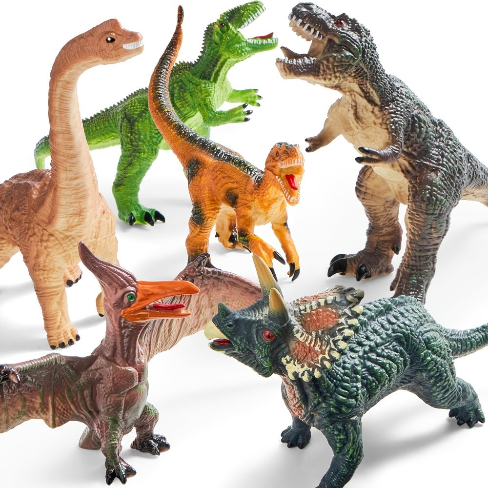 Toddler Dinosaur Figures with Educational Book – 6 Jumbo Soft Realistic Dinosaur Toys for Toddlers 1+ Years, Learning Playset for Kids, Perfect Gift for Boys & Girls, Christmas & Birthday Toys