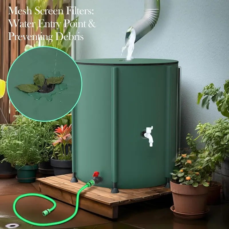 Collapsible Water Tank Large Capacity – Foldable Rainwater Collection System, Drinking Water Safe, 52 to 200 Gallon Options for Irrigation, Swimming Pool, RV & Camping – Green or Black