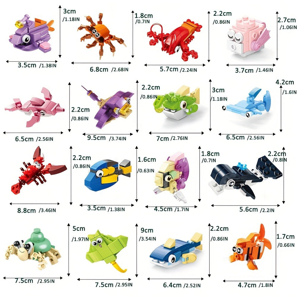 Ocean Mini Building Blocks 30-Pack Party Favors for Kids – Marine-Themed Mini Brick Sets for Birthday Goodie Bags, Classroom Prizes, Stocking Stuffers & Holiday Gifts for Boys & Girls