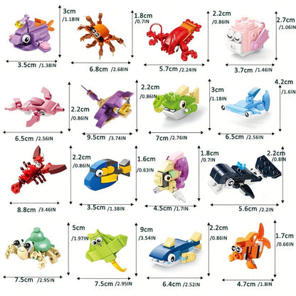 Ocean Mini Building Blocks 30-Pack Party Favors for Kids – Marine-Themed Mini Brick Sets for Birthday Goodie Bags, Classroom Prizes, Stocking Stuffers & Holiday Gifts for Boys & Girls