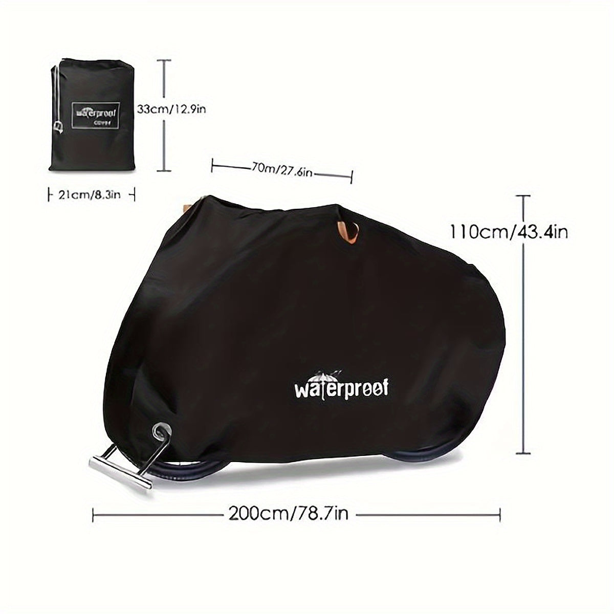 Motorcycle Cover Heavy Duty 210D - Waterproof, UV & Tear Resistant Motorbike Cover with Lock Holes | All-Weather Outdoor Protection