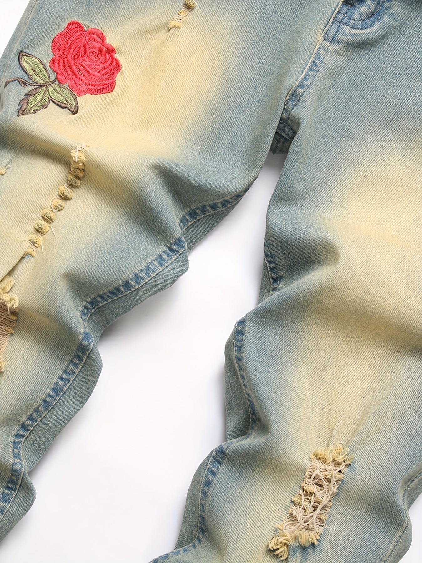 Men's Slim Fit Jeans - Vintage Wash Distressed Travel