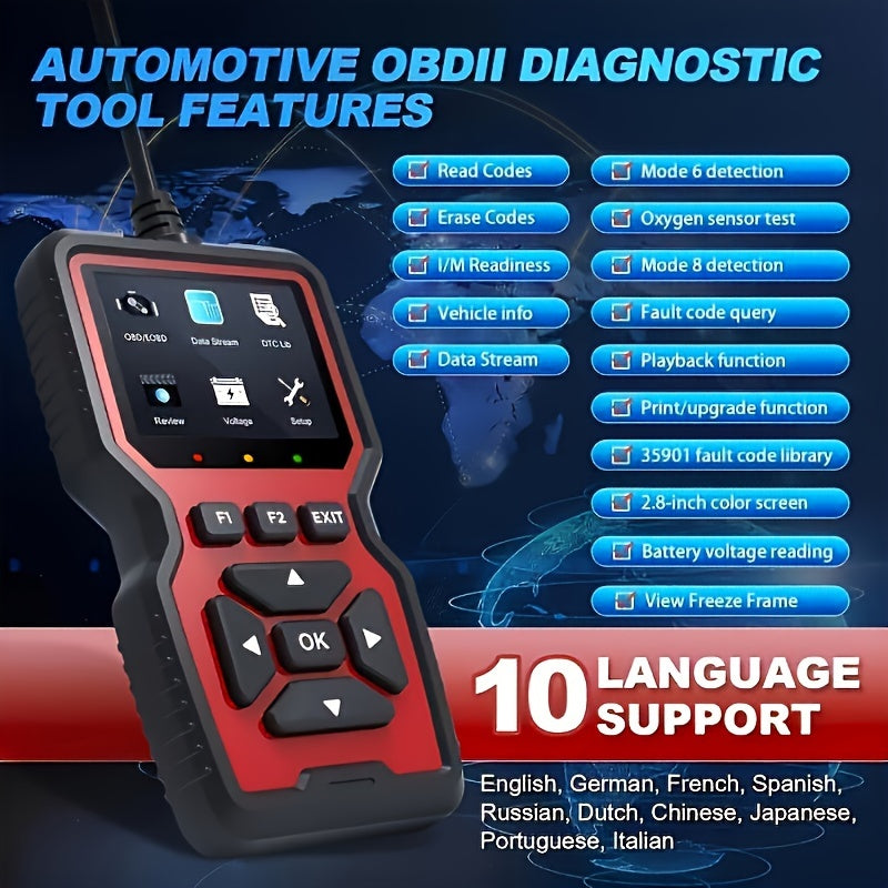 2024 Advanced V519 OBD2 Scanner Tool - Professional Code Reader & Scan Tool for Live Data, Check Engine Light, And Diagnostic Code Reading - Ideal for Mechanics And Car Owners